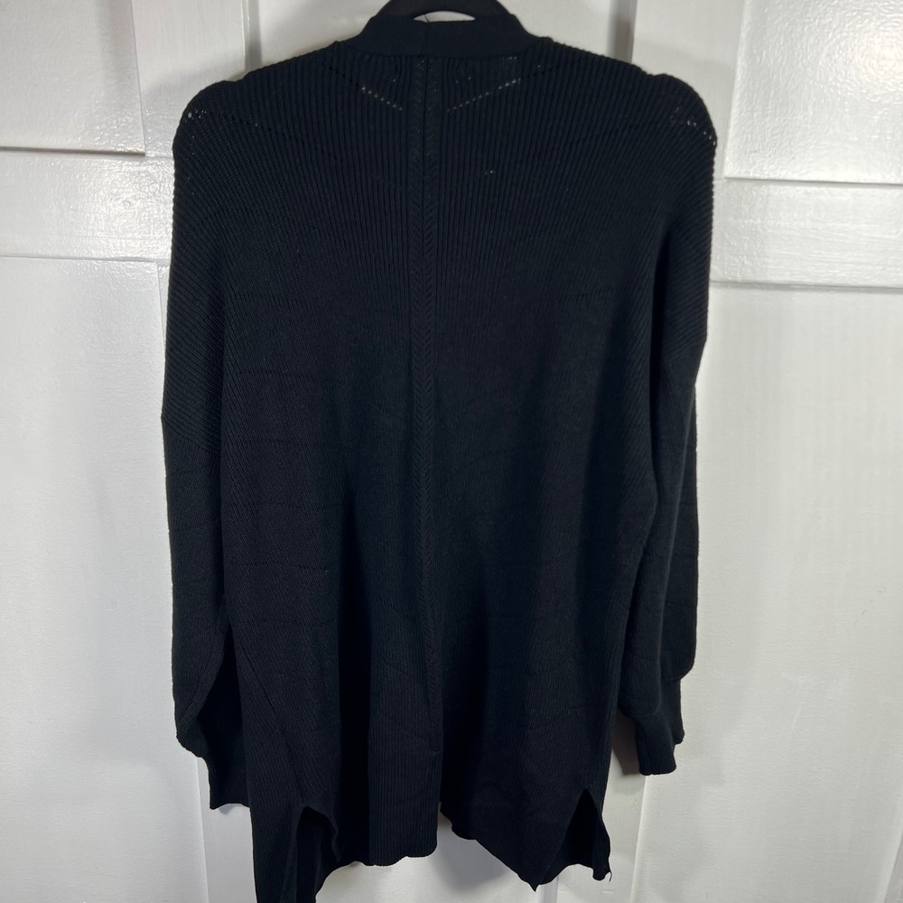 Maurices Black Open Front Cardigan Sweater Large NWT Longline Knit Pockets 1576 - Picture 4 of 8